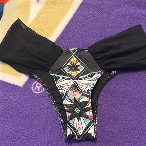 Black and Multicolor Geometric Bikini Bottom